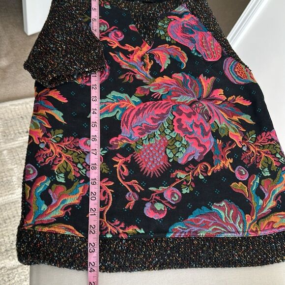 Anthropologie James Coviello Floral Brocade Metallic Knit Sweater Blouse Small - Picture 8 of 11